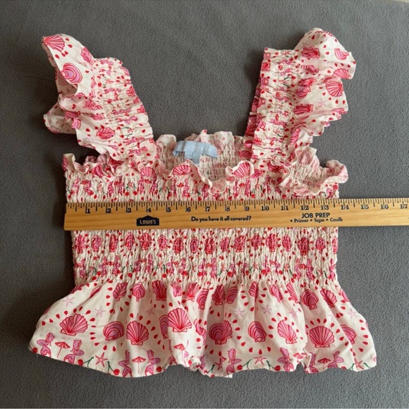 Hill House Ellie Crop Top in Mermaid 2XL Pink Retro Shells Novelty Print Whimsy - Picture 6 of 8